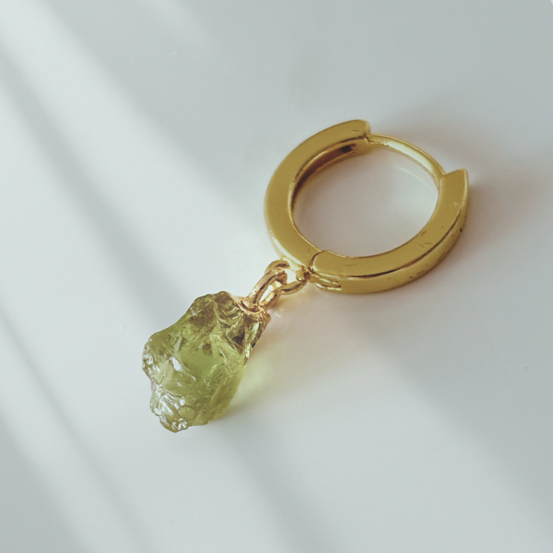 Raw Peridot Earrings