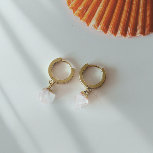 Raw Rose Quartz Earrings