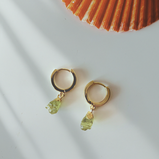 Raw Peridot Earrings