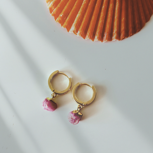 Raw Ruby Earrings