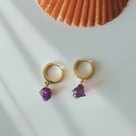 Raw Amethyst Earrings