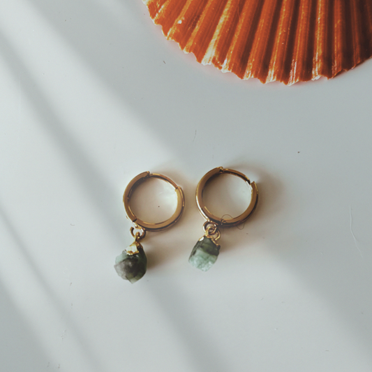 Raw Emerald Earrings