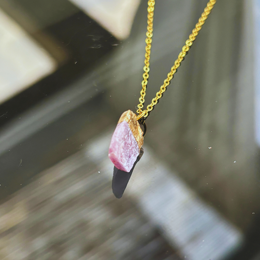 Necklace With Raw Red Tourmaline