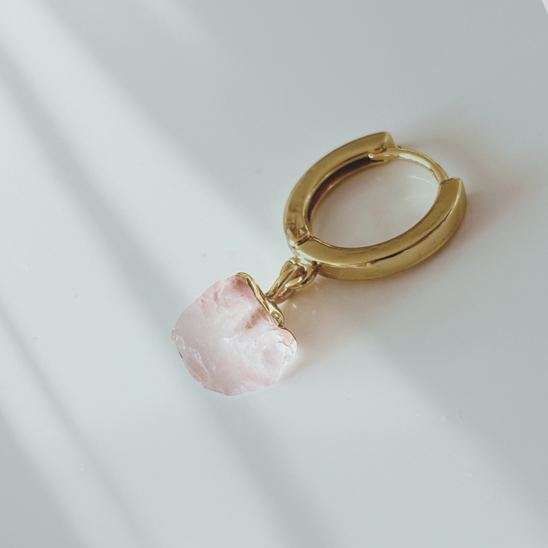 Orecchini in Quarzo rosa grezzo