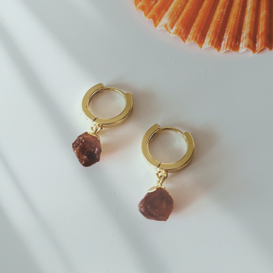 Raw Almandine Garnet Earrings
