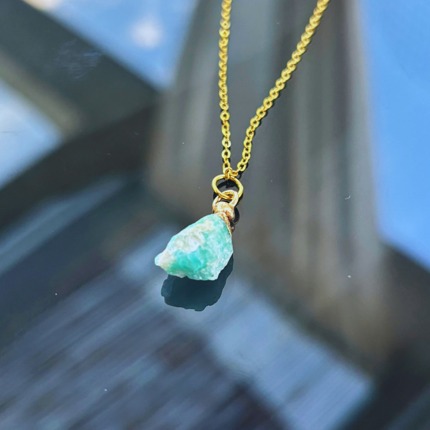 Necklace With Raw Amazonite