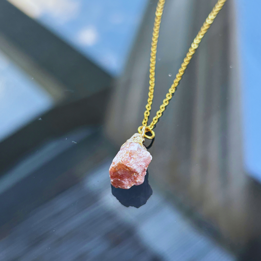 Necklace With Raw Pink Opal