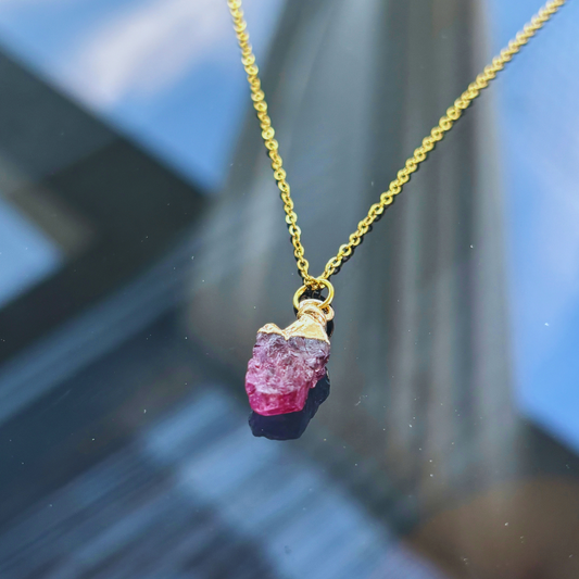 Necklace With Raw Red Garnet