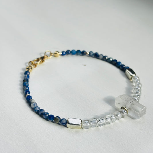 Sodalite & Clear Quartz Cluster Bracelet – Luxury Edition