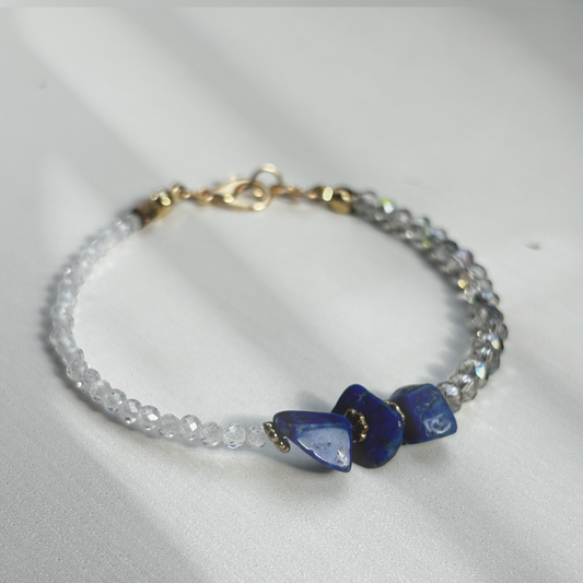 Clear Quartz & Lapis Lazuli Bracelet – Luxury Edition