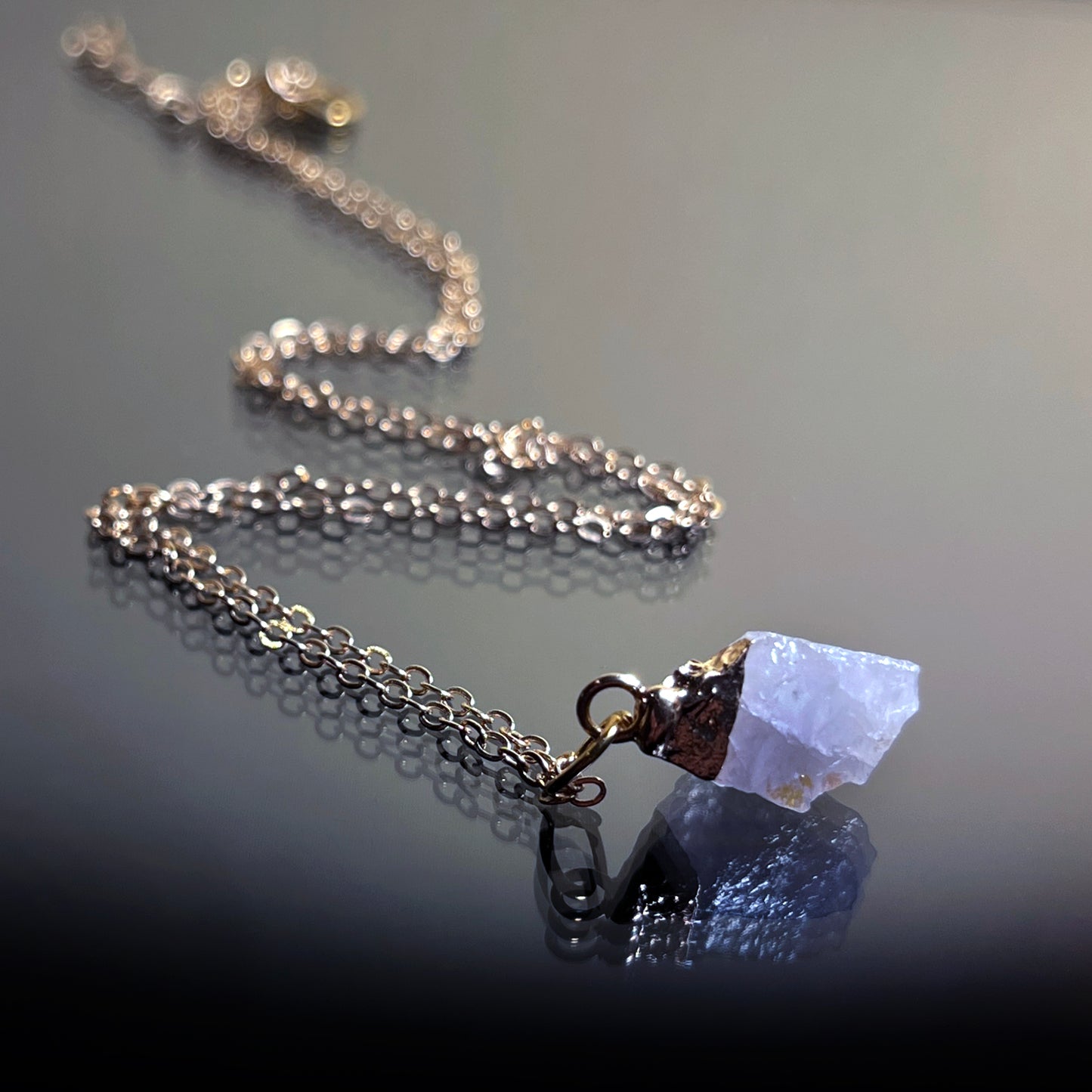 Necklace With Raw Rose Quartz